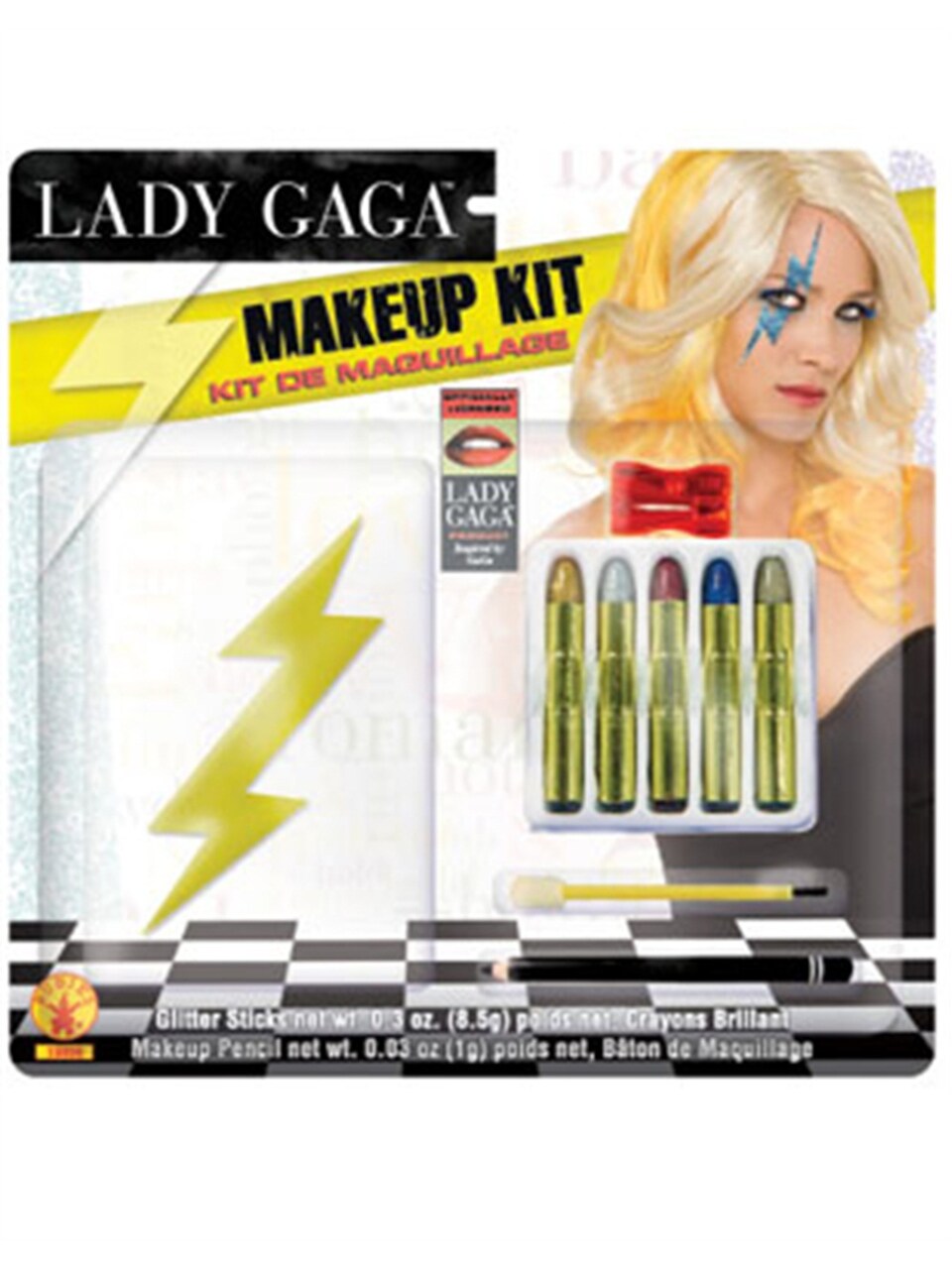 Licensed 9 Piece Lady Gaga Halloween Costume Lightning Bolt Makeup Set